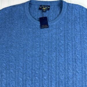 Club Room Men's Estate Cashmere Sky Blue Cable Knit Sweater XXL